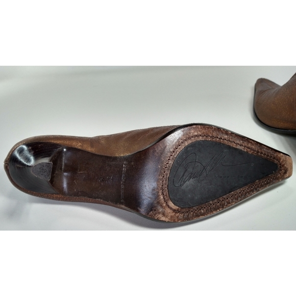 Genuine Leather Donald J Pliner Lyndie Distress Metallic Bronze Booties - Picture 8 of 8